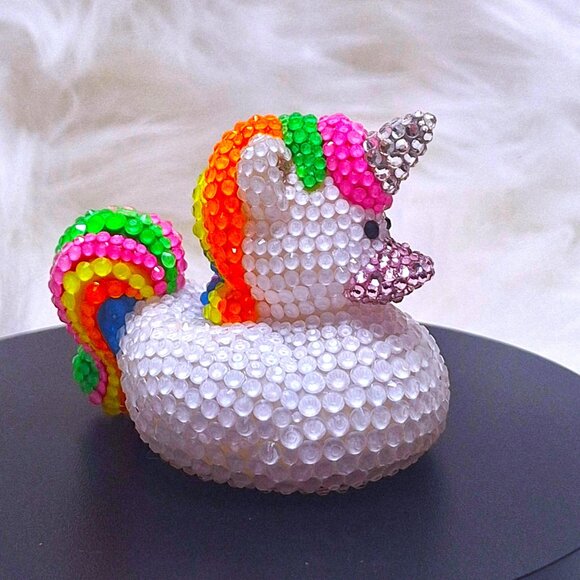 Bedazzled Unicorn Rubber Duck: Bling Jeep Duck Gift - Picture 3 of 8